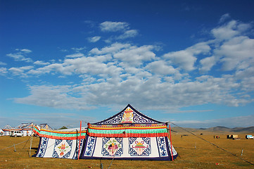 Image showing Tents on grassland