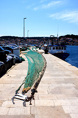 Image showing Harbor with fishing net