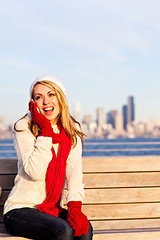 Image showing Caucasian woman on the phone