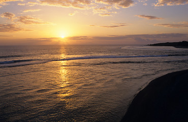 Image showing Sunset on Saint Gilles beach, La Reunion Island