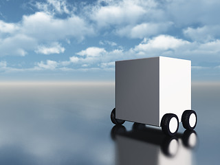 Image showing white box on wheels