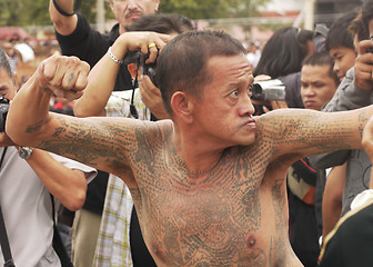 Image showing Tattoo Festival at Wat Bang Phra in Nakhon Chaisi near Bangkok, 