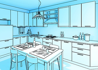 Image showing blue kitchen illustration