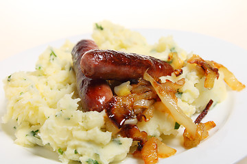 Image showing Bangers and mash horizongal