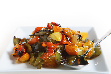 Image showing Roasted veg and spoon