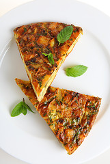 Image showing Spanish omelet slices vertical