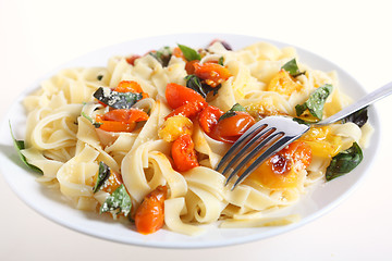 Image showing Roasted cherry tomatoes and pasta