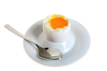 Image showing Boiled egg in eggcup