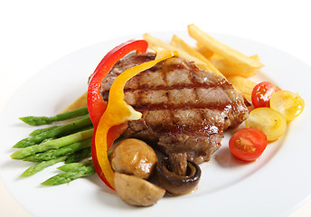 Image showing Veal sirloin steak meal horizontal