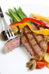 Image showing Veal sirloin steak cut open vertical