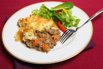 Image showing Shepherd's pie meal on cloth