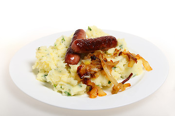 Image showing Bangers and mash plate