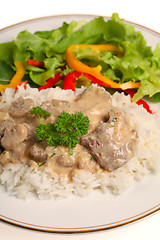 Image showing Beef stroganoff meal vertical