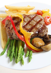 Image showing Veal sirloin steak meal vertical