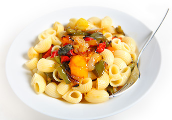 Image showing Pasta with roasted veg