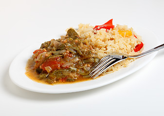 Image showing Okra stew and cajun rice