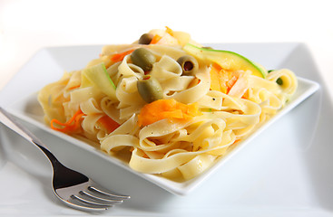 Image showing Tagliatelle with vegetable ribbons