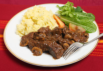 Image showing Beef Bourguignon dinner