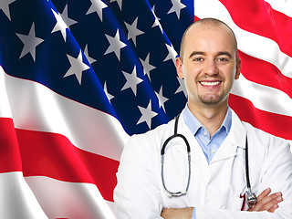 Image showing old glory flag and doctor