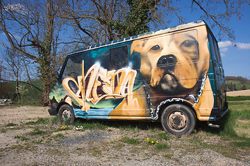 Image showing Dog on a graffiti