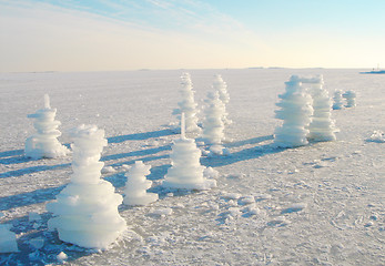 Image showing Frozen sea landscape with ice sculptures in Finland