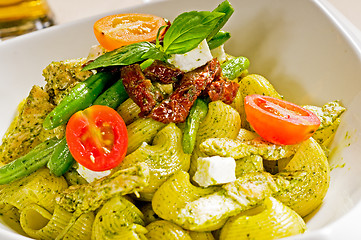 Image showing pasta pesto and vegetables