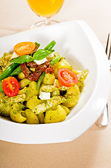 Image showing pasta pesto and vegetables