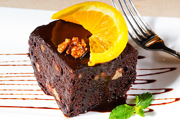 Image showing chocolate and walnuts cake