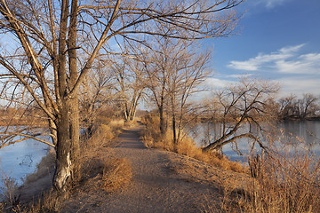 Image showing nature trail across lake area