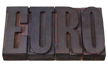 Image showing euro word in letterpress type
