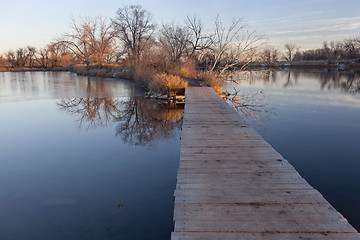 Image showing boardwalk pathway over lake