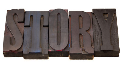 Image showing story - word in letterpress type