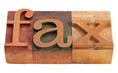 Image showing fax word in letterpress type