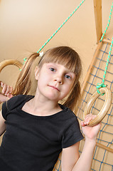 Image showing child at her home sports equipment