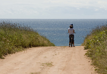 Image showing Biking to the Beach