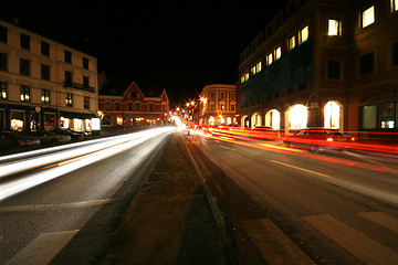 Image showing Traffic by night in the city.