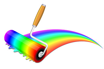 Image showing Painting a rainbow