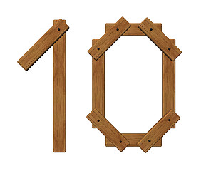 Image showing wooden number ten