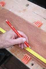 Image showing Measuring wood