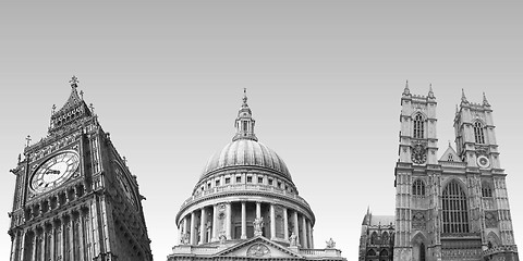 Image showing London landmarks isolated: Big Ben, St Paul, Westminster