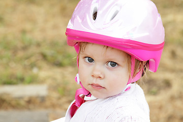 Image showing Toddler girl with helmet