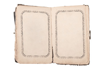 Image showing old open book with blank pages