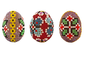 Image showing  easter eggs decorated with beads