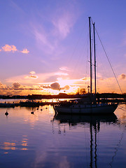 Image showing Yacht at Sunset