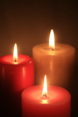 Image showing group of three burning candles