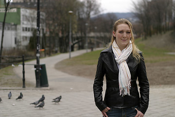 Image showing Young Woman in Park