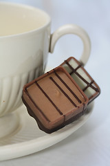 Image showing Belgium chocolates and tea