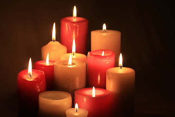 Image showing group of burning candles