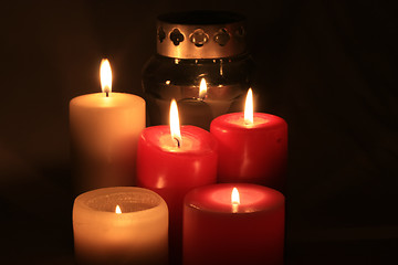 Image showing group of burning candles