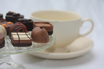 Image showing Tea and chocolates